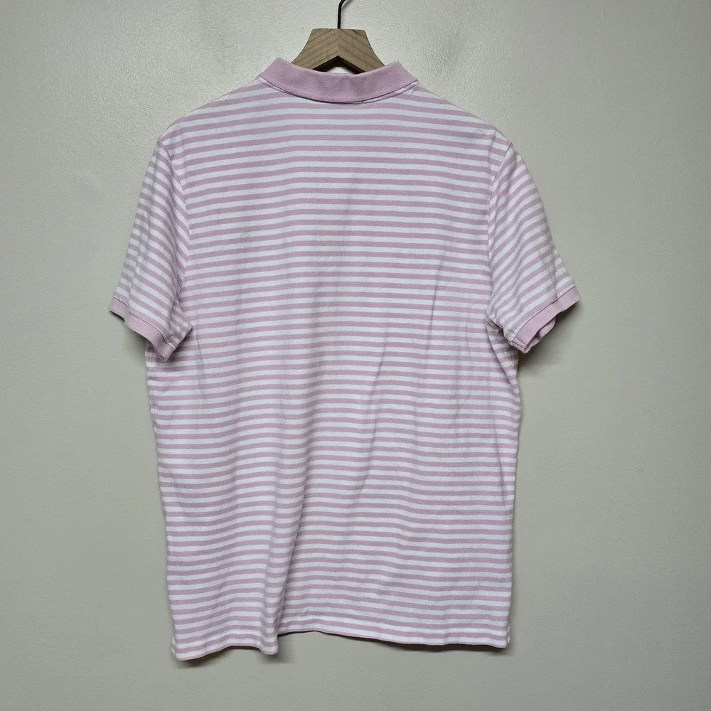 Polo Ralph Lauren‎ Classic Fit Pink White Stripe Polo Shirt Men's XL Cotton